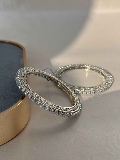 SILVER AMERICAN DIAMOND BANGLES