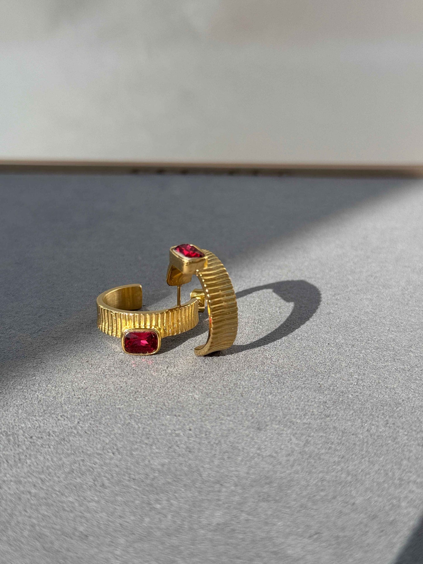 RUBY 18K GOLD PLATED EARRINGS