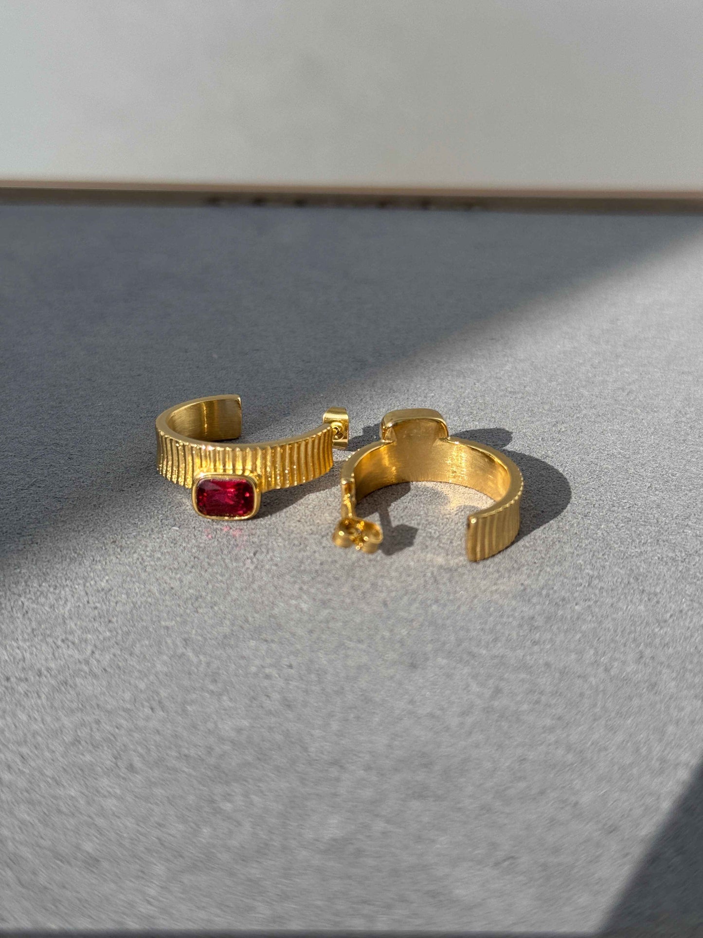 RUBY 18K GOLD PLATED EARRINGS