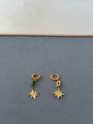 EMERALD 18K GOLD PLATED EARRINGS