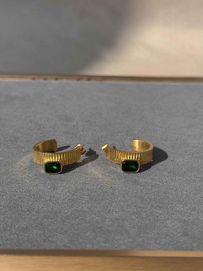 EMERALD 18K GOLD PLATED EARRINGS