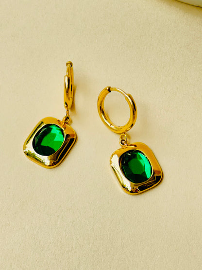 EMERALD 18K GOLD PLATED EARRINGS
