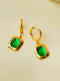 EMERALD 18K GOLD PLATED EARRINGS