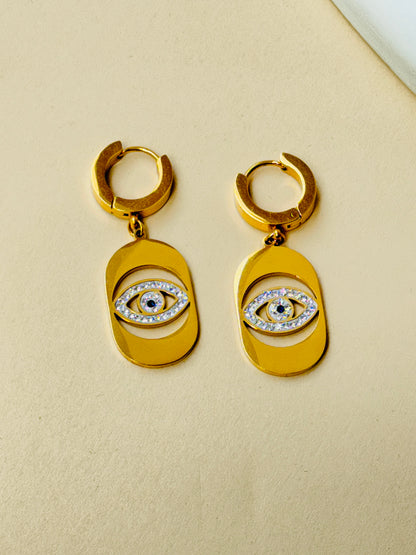 EVIL EYE 18K GOLD PLATED EARRINGS