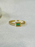 EMERALD 18K GOLD PLATED ANTI TARNISH ADJUSTABLE RING