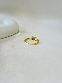EMERALD 18K GOLD PLATED ANTI TARNISH ADJUSTABLE RING