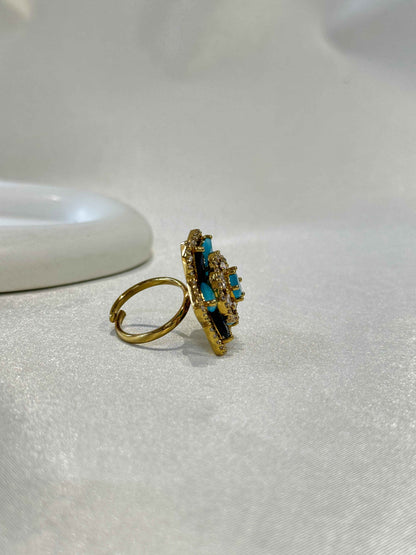 ANTIQUE GOLD PLATED ADJUSTABLE COCKTAIL RING