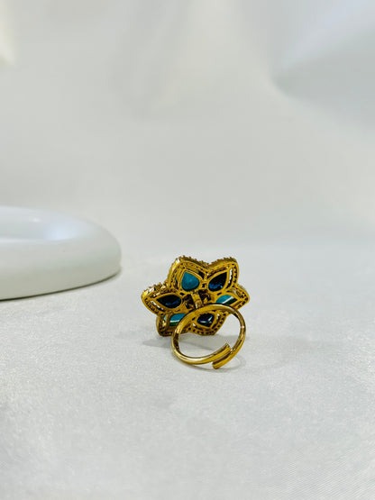 ANTIQUE GOLD PLATED ADJUSTABLE COCKTAIL RING