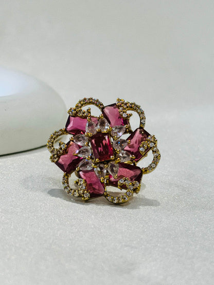 ANTIQUE GOLD PLATED ADJUSTABLE COCKTAIL RING