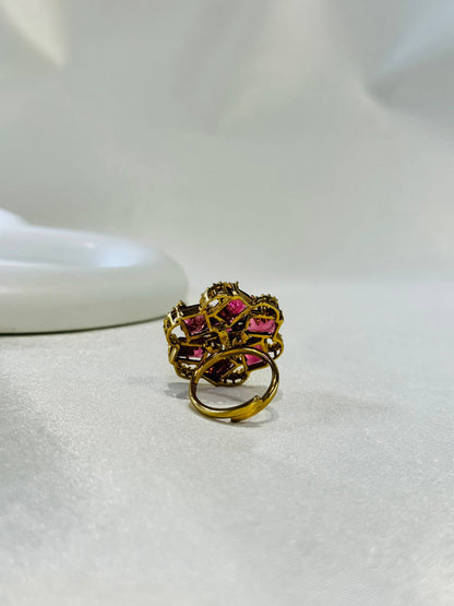 ANTIQUE GOLD PLATED ADJUSTABLE COCKTAIL RING