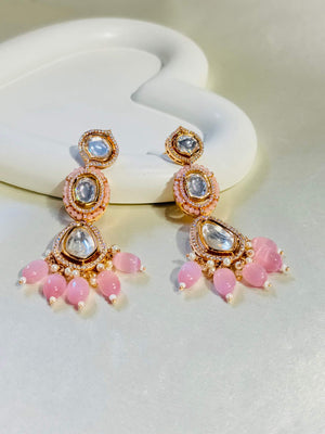 MOISSANITE POLKI DROP EARRINGS