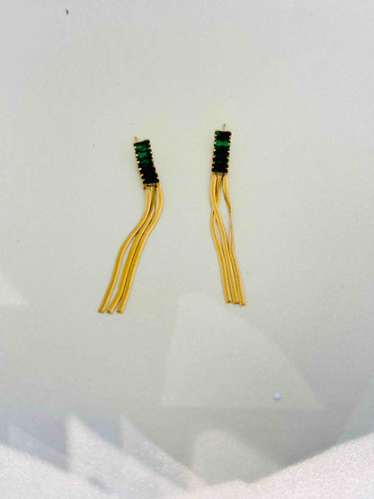 EMERALD 18K GOLD PLATED EARRINGS
