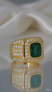 MEN'S EMERALD GOLD PLATED RING
